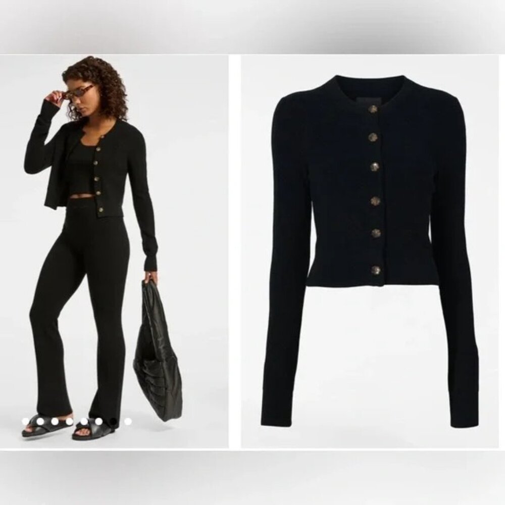 Le Ore Lodi Rib Knit Cardigan Black XS New With Tags